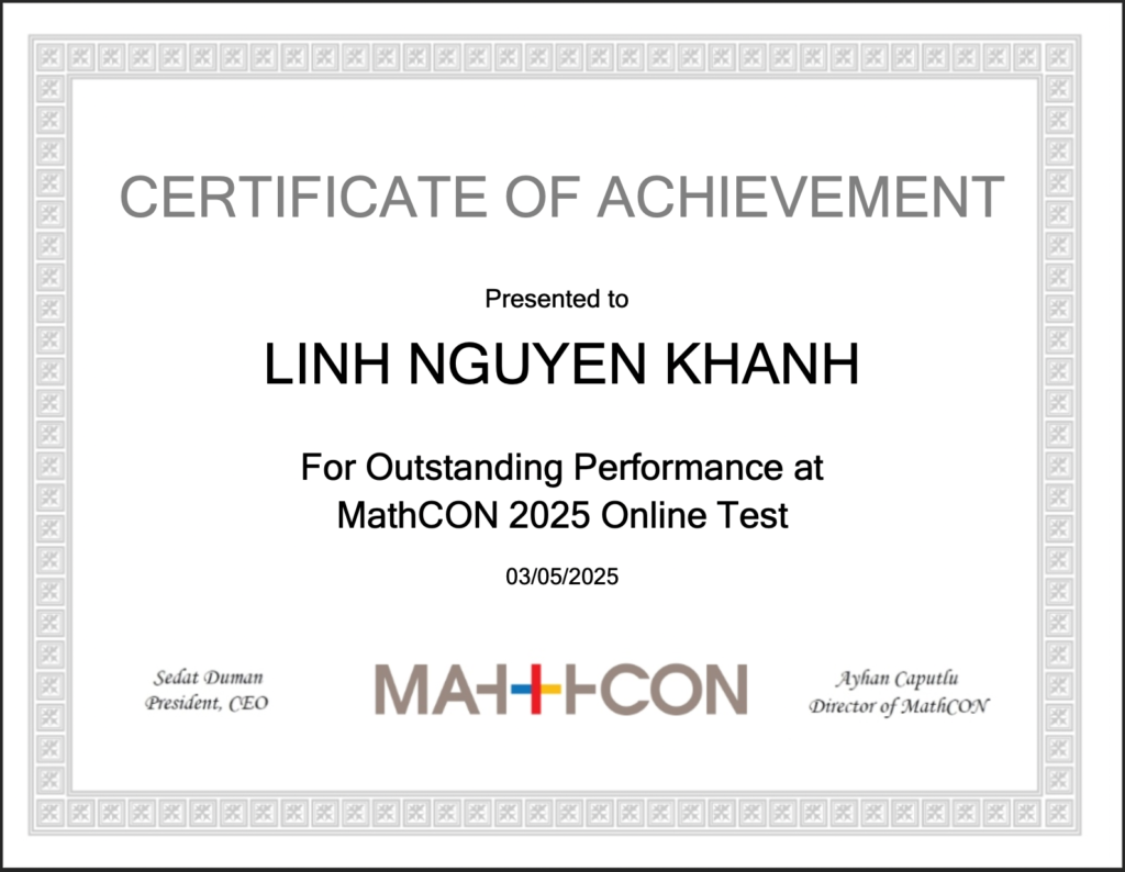 Mathcon Practice Questions Mathcon Competition – Linh Nguyen's personal website