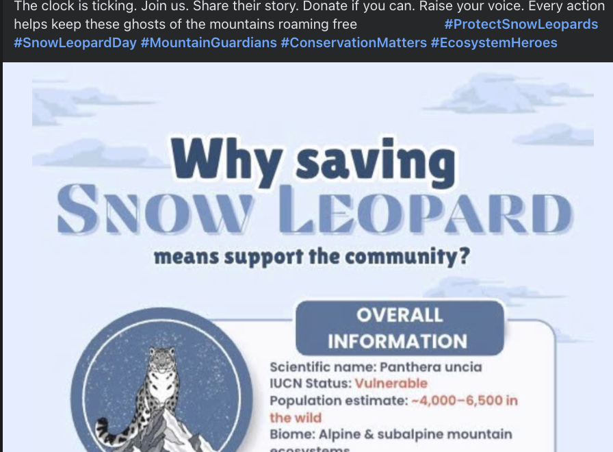 IB ESS Conserving Snow Leopard Campaign